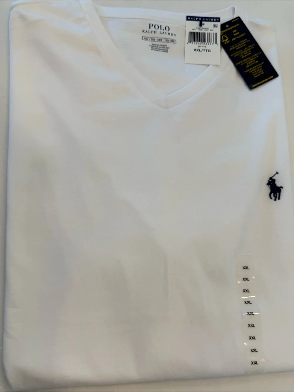 Polo Ralph Lauren Men’s V-Neck Tee Shirt White Sz XXL NWT